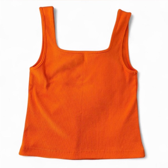 Square Neck Orange Tank Top - Picture 3 of 3